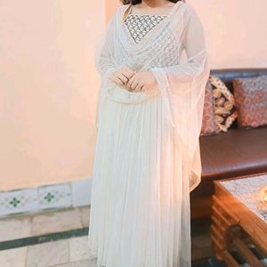 Ethnic Long Gown With Dupatta And Pant