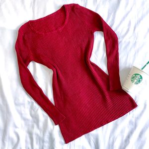 Pinterest Y2k Red Knitted Ribbed Pullover Top