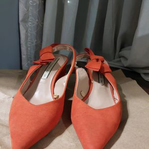 Orange Suede Slingback Heels