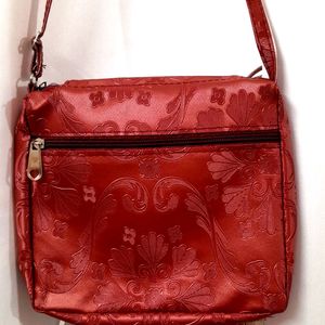 Red Sling Bag For Women With Adjustable Straps