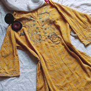 Mustard Straight Fit Kurta