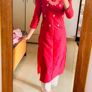 Pink Straight Kurta