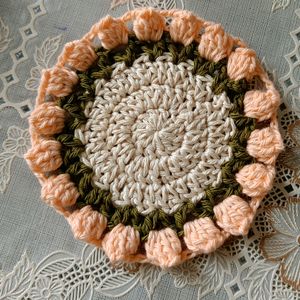 Crochet Tulip Tea Coaster Set.