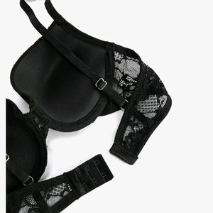 Branded Lace Push Up Bra Ultrablack 32 A