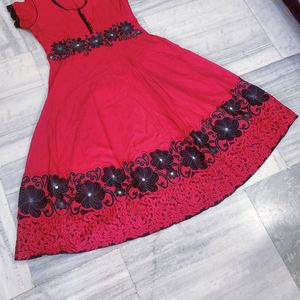 Red Anarkali Frock