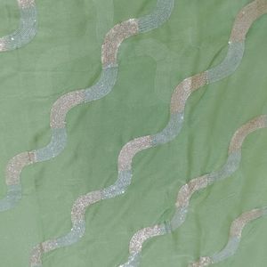 Pista Saree with Beautiful Sequence Work