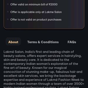 Lakme Salon ₹500 Discount  Code(On Min ₹2000 Bill)