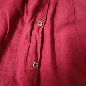 Dark Red Colour Cotton Top For Women