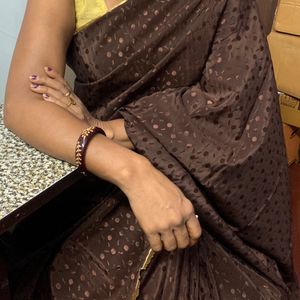 Chocolate brown self design saree