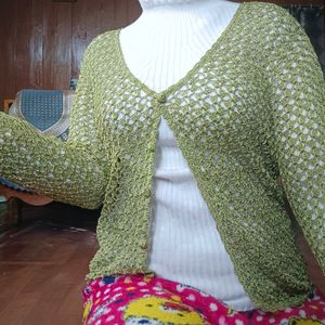 Beautiful Olive Green Sweater Style Top For Women