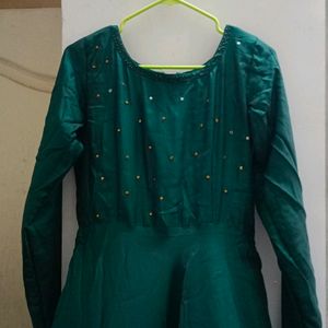 Dark Green Gown For Party Wear