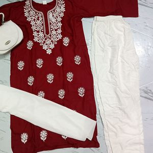 Chikankari Kurta Kurti Pure Cotton Lightweight