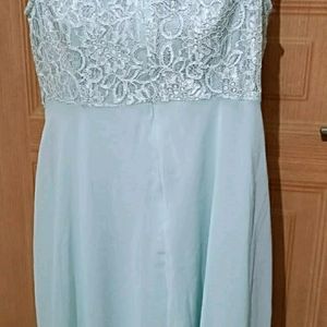 Light Sky Blue Lace and Chiffon Party  Dress.