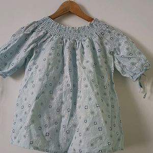 Blue Printed Cotton Top 32 Chest