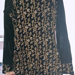 Black And Gold Heavy Embroidery Kurti