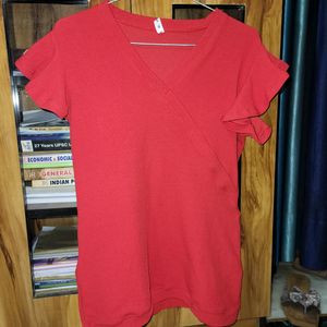 Red Top With Frill Sleeves