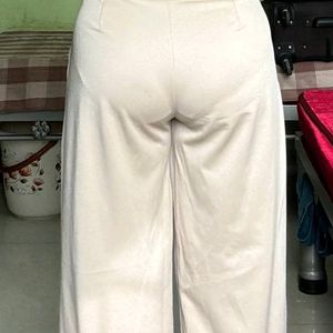 Beige High Waist Formal Straight Pant