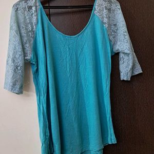 Ginger: Lace Sea Green Top