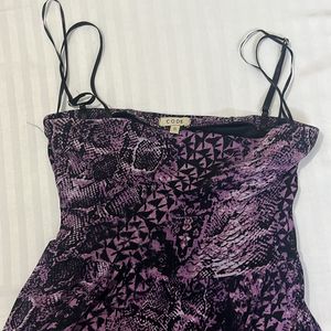 Party Dress - Purple Black Print