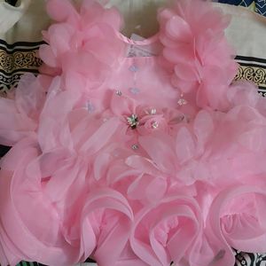 Pink Party Wear Frock For Baby Girl