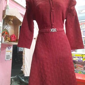 One Piece Maroon Dress