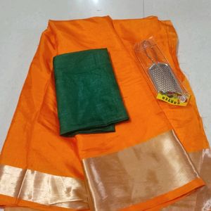 New🌟3D Satin Silk Saree With Blouse