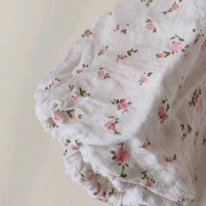 Cute White Aline Dress (Smal Floral Print)