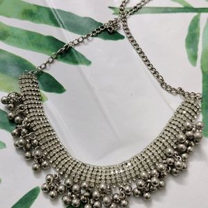 Jwellery Set Necklace Earrings Silver Oxidised