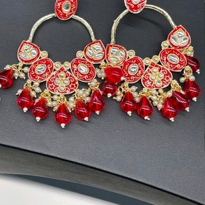 Chand Bali Maroon Earrings