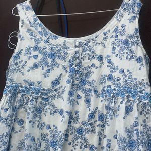 cotton blue dresss casual wear