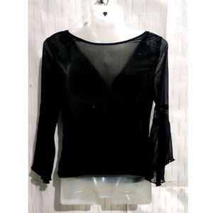 Stylish Black  transparent Top For women's