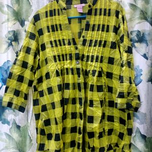Black And Yellow Cotton Tunic Top