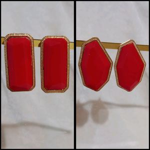 Party Wear Red Earrings (Set Of 2)