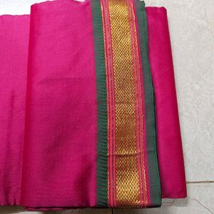 Rose Pink Saree With Paithani Border