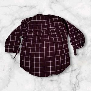 Maroon Shirt Style Top