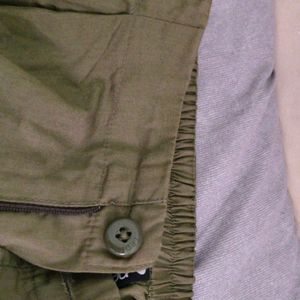 Olive green parachute pants