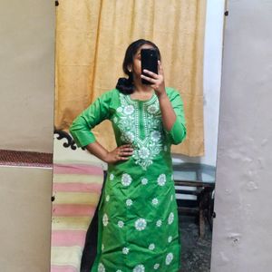 GREEN CHICKENKARI KURTA