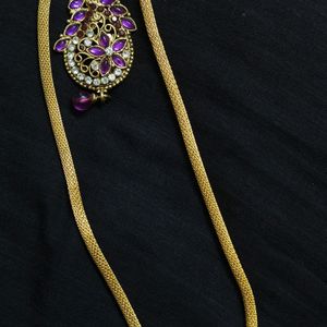 Glod Plated Thick Necklace With Pendant