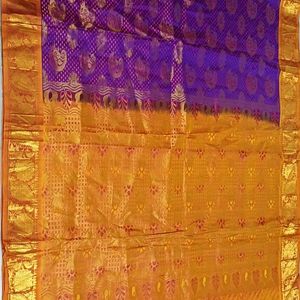 Purple And Gold Silk Saree