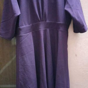 Women Fit And Flare Purple Dress.