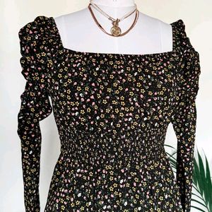 Pinteresty Black Floral Maxi Slit Dress