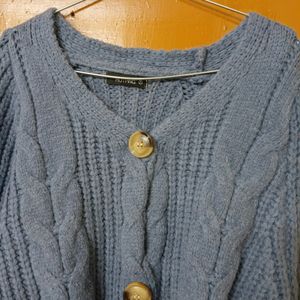 Korean Blue Stylish Wool Cardigan