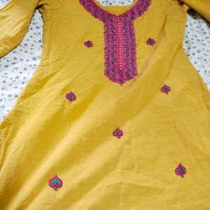 Pure Cotton Yellow Kurti