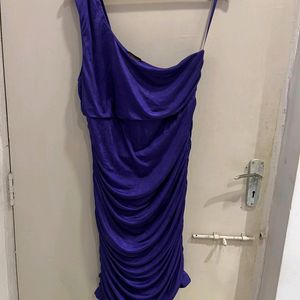 Purple Ruched One Shoulder Dress