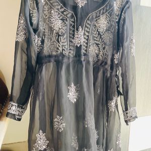 Chikankari Black Kurti