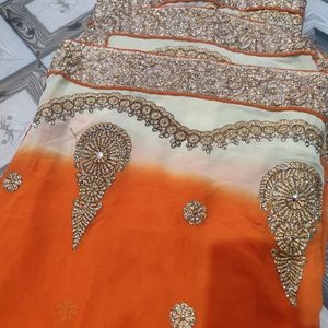 Beautiful Orange Colour Georgette Saree