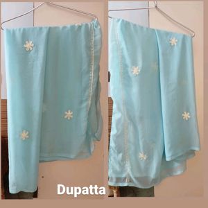 Embroidery Chickankari Patch Work Kurta & Dupatta