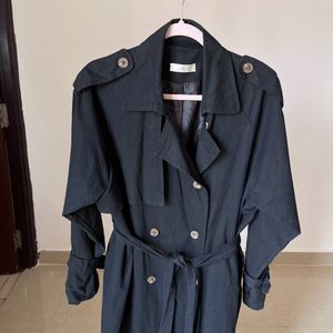 Black Casual Trench Coat