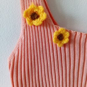 Aesthetic Imported Crochet Sunflower Crop Top