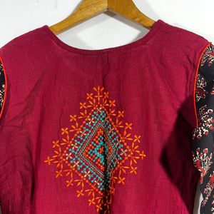 Cotton Maroon  Kurti(women)